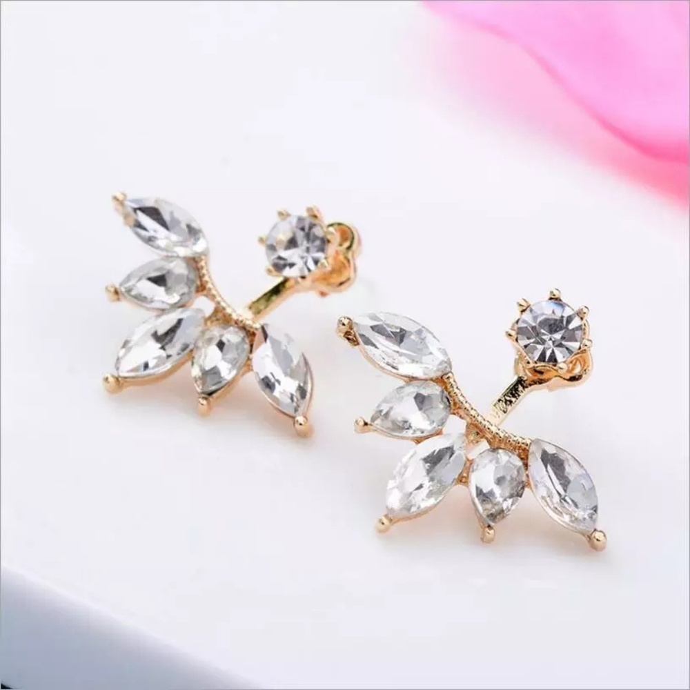 Gold Crystal Zircon Stud Earrings